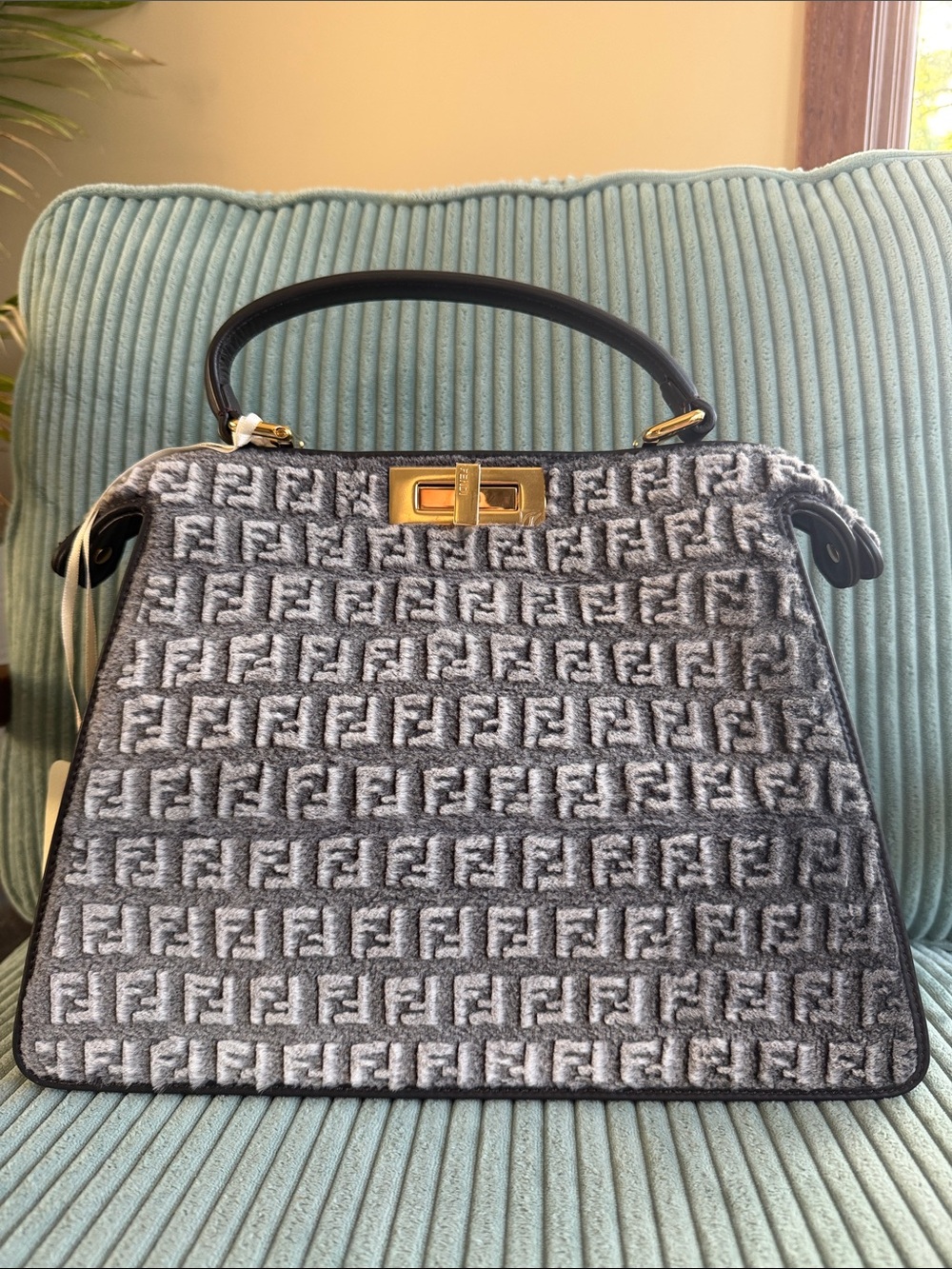 Fendi Peekaboo IseeU Bag in Grey FF Zucca Mink Fur